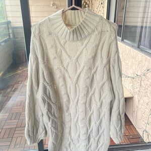 H&M Cream Cable Knit Turtleneck Sweater